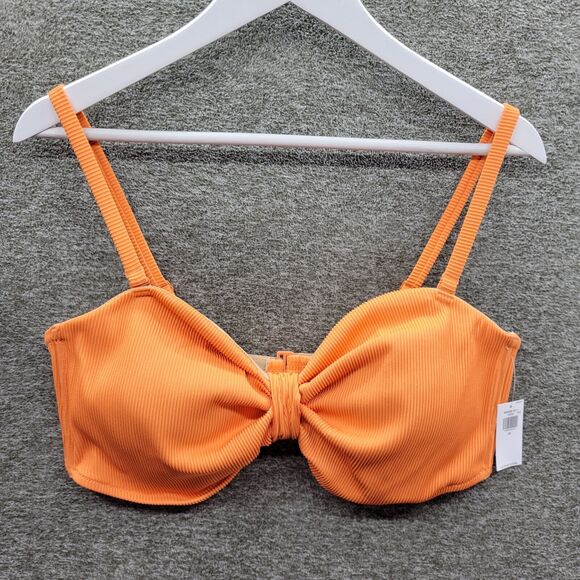 Old Navy Other - Old Navy Swim Bikini Top Women’s 2X Orange Coral Textured Rib Cinch Front NWT